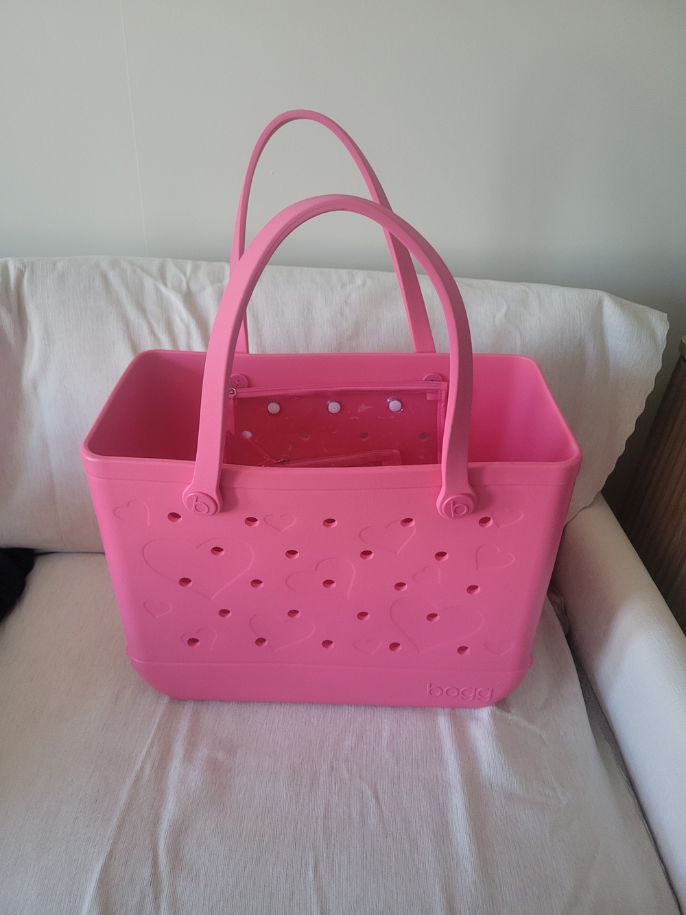 Large Bogg Heart Bag Pink Tote - Stylish Waterproof Carryall